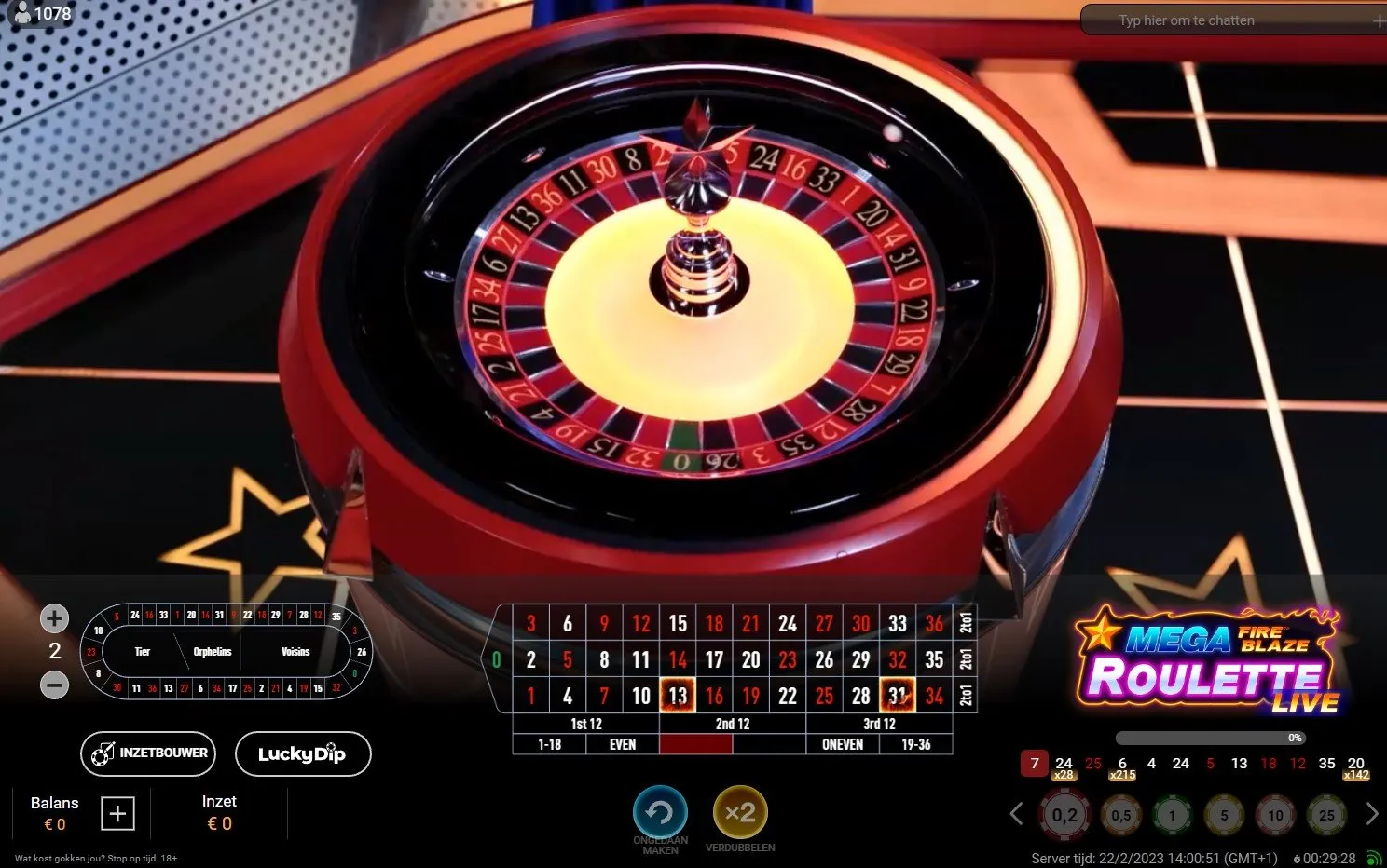 resultados ruleta Mega Fire Blaze